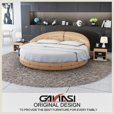 China Foshan Modern Bedroom Furniture, Modern Round Leather Bed Set, Ganasi Furniture for sale