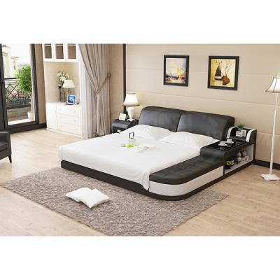 China European King Size Bedroom Genuine Leather Beds Adjustable Luxury Home Style Modern (Size) for sale