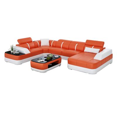 China Hot Sales Adjustable Luxury Living Room Furniture Genuine Leather Sofa Bed (Size) for sale