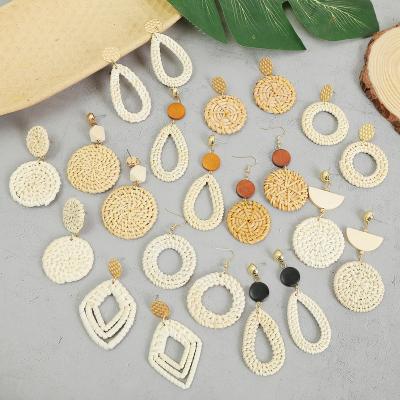 China Other wholesale luxury fashion rattan earring woman weaving part wedding jewelry earrings sets for sale