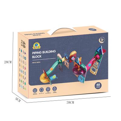 China Clear Construction Toy 48 Pcs Colors Set Fort Building Track Mini Educational 3D Magnetic Blocks Toys for sale