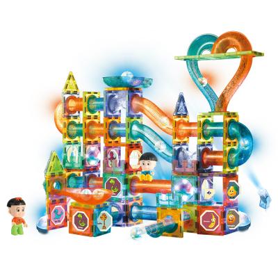 China Building Toy 202 Pcs Colors Set Clear Creative Track Strong Building Magnet Tiles Luminous Blocks Toys for sale