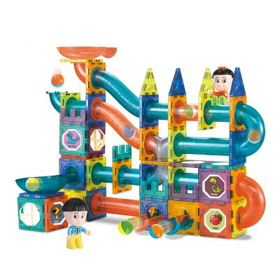 China Clear Construction Toy 128 Pcs Colors Set Fort Building Track Magnet Tiles Creative Magnetic Blocks Toys for sale