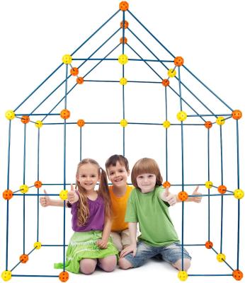 China Creative STEM DIY Tent 87 ABS Plastic Building Pieces Toys Magic Fort Building Kit for sale