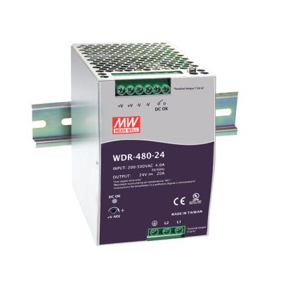 China Taiwan MEANWELL Power Supply WDR-480 WDR-480 24V~48V 20A~10A 480W DIN Series Single Output Industrial RAIL Change Power Supply for sale