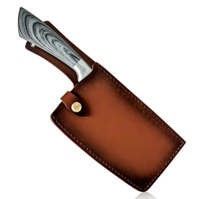 China Handmade Serbian Butcher Cleaver Chopping Hunting Knife Case Durable Belt Buckle PU Leather Sheaths Knife Cover for sale