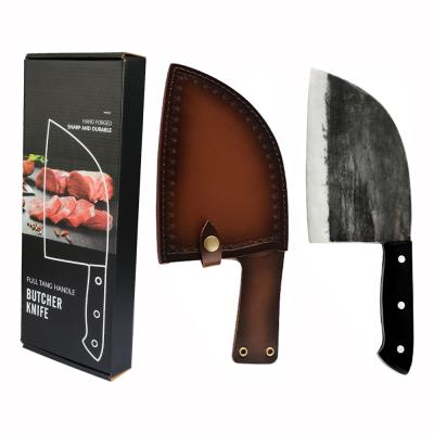 China Durable Super Sharp Broad Blade Large Chopping Hand Forged Kitchen Cleaver Butcher Knife For Outdoor Hunting for sale