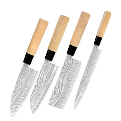 China Xingye Logo 4pcs Durable High Quality Customized Light Stainless Steel Japan Knife Set for sale