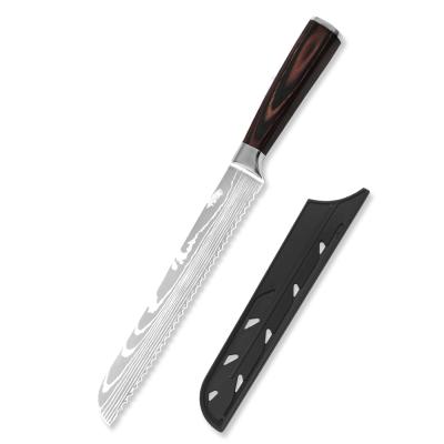 China Xingye Viable 7Cr17Mov High Carbon Steel Pakkawood Handle 8 Inch Bread Knife for sale