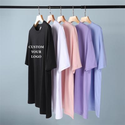 China Custom Print Wholesales Cotton Crew Neck Drop Shoulder Breathable T-shirt Plain Half Sleeve Sheath Oversized Loose Fit T-shirt White Unisex for sale