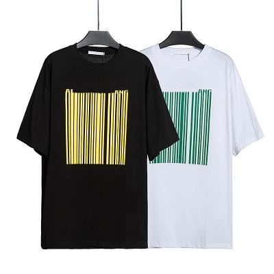 China 100% Short Sleeve 02D2240 Art Wang Bar Code Street Zebra Street Cotton T-shirt Art Wang Bar Code Banks Hug Tree Bank Code Fun for sale