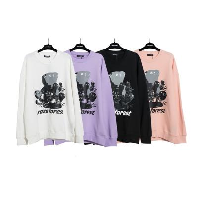 China Retro pullover cotton high street trend hip-hop pattern unisex pure round neck sweatshirt printed hoodie for sale