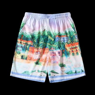 China Summer Flat Men Beach Shorts Swim Pants Tie Dye Print Swimwear Beach Shorts Male Hawaii Coconut Tree Swimsuit Quick Dry for sale