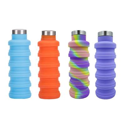 China Sustainable Portable Collapsible Water Bottles 500ml Food Safe Silicone Collapsible Bottle for sale