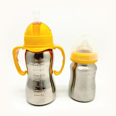 China BPA Free Stainless Steel Baby Bottle Feeding Bottle Single Wall Warmer with Nipple and Handle for sale