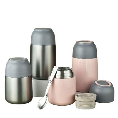 China NEW PORTABLE Strap Double Wall Stainless Steel Thermal Vacuum Food Flask Insulated With Spoon for sale