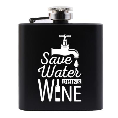 China 304 Stainless Steel Coastal Custom 6oz Hip Flask Matt Black Powder Coated Hip Flask For Liquor For Women for sale