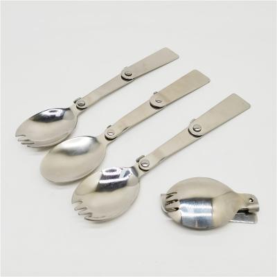 China Viable Folding Food Flask Spare Parts Stainless Steel Tea Spoon Metal Dinner Spork for sale