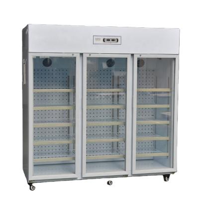 China Medical Pharmacy Refrigerator 2 To 8 Degree Laboratory Pharmacy Medical Refrigerators 1360 Liters Glass Doors for sale