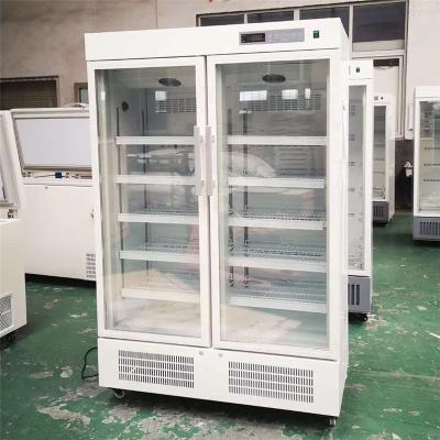 China HELI 2~8 Degree Glass Double Door Drug Pharmacy Refrigerator 660 Liters for sale