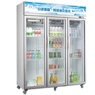 China Restaurant Kitchen Inductry Air Cooling Three Door Beverage Fridge For Supermarket Use for sale