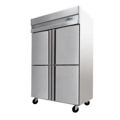 China Restaurant Kitchen Inductry Double 1000L Temperature Four Doors Stainless Steel Kitchen Commercial Fridge Freezer for sale