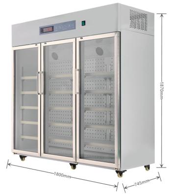 China OEM Accepted 1360L 2~8 Degree Display Refrigerator Glass Door For Pharmacy for sale