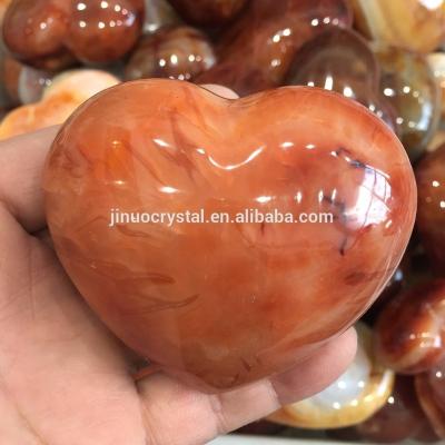 China China Natural Red Agate Stone Heart Carnelian Crystal Heart As Ornament For Gift for sale