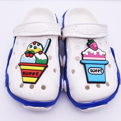 China Clog Charm BXH-09 Big Size Foods Cream Design PVC Rubber Shoe Charm For Kids Clog Shoes for sale