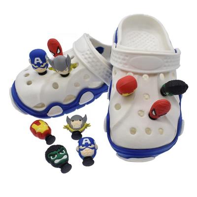 China Drag Charm Fashion Superhero 3D Shoes Charms Boys Sandal Ornaments Running Cheap for sale