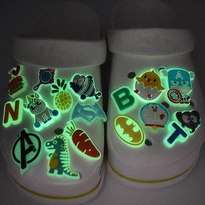 China Amazon Hot New Model Transparent Fluorescent Shoes Clog Charm Cheap PVC Ring Charms for sale