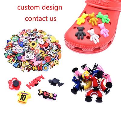 China Clog Charm OEM Personalized Custom Croc Charms New Customized PVC Shoe Charm Wholesale OEM Decorations Soft Design Cartoon Croc for sale