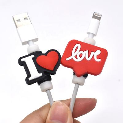 China Eco-friendly Promotional Instruments Cute Cartoon Expression Cable Protector For iPhone USB Cable Protector Cord Filler Protector for sale