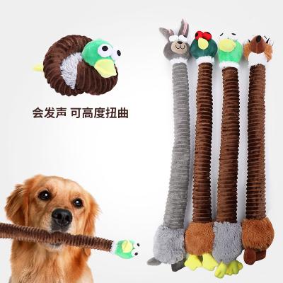 China Dogs Bite Durable Long Shape Dog Plush Toy Squeaky Chew For Pet Tennis Ball Bottom Inside for sale