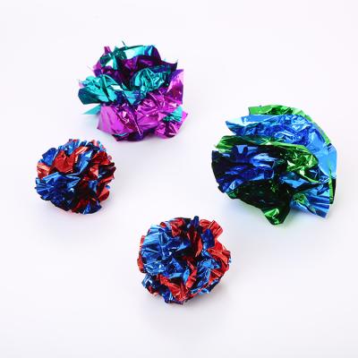 China Cats Wholesale Eco-friendly Cat Candy Paper Ball Toy Ring Paper Ball Candy Color With Pop for sale