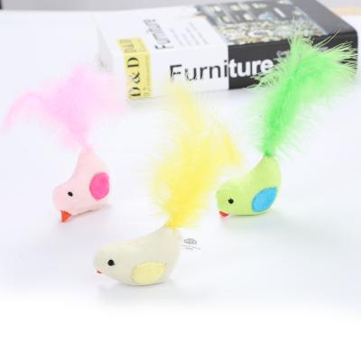 China Eco-friendly Cats Cat Plush Toy Bird Plush Toy With Feather For Kitten Kitten for sale