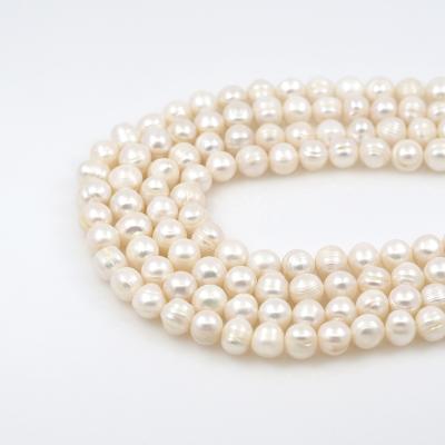 China Ivory White Oval Baroque Freshwater Pearl Freshwater Pearl Beads Natural Pearl Chain DIY Jewelry Making Beads for sale