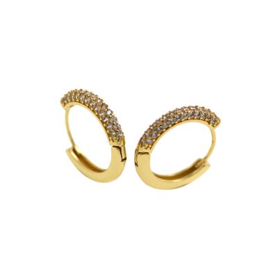 China FASHIONABLE Stain Diamond Earrings Gold Temperament Earrings Wholesale Luxury CZ Circle Earrings for sale