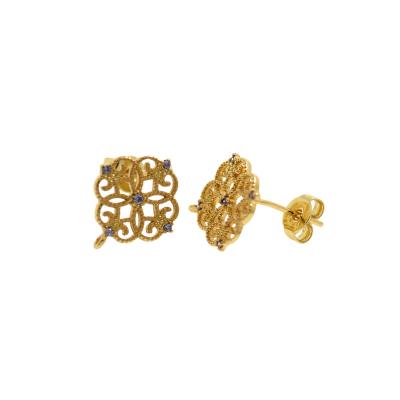 China New FASHIONABLE Delicate Flower Earrings Gold Plated Zircon Stud Earrings Women Pierced Earrings Women Jewelry for sale