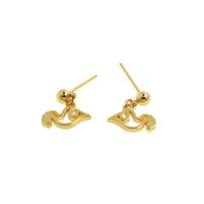 China TRENDY gold plated simple metal ball stud earrings bird stud earrings ladies jewelry bridesmaid earrings for sale