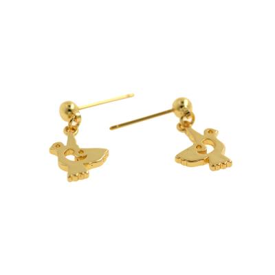 China TRENDY gold plated simple metal ball stud earrings bird stud earrings ladies jewelry bridesmaid earrings for sale