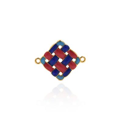 China Gold Plated Braided Enamel Connectors Square Connectors Geometric Connectors DIY Jewelry Supplies YWX2061 for sale