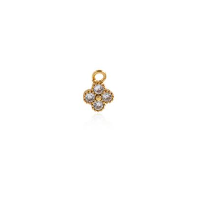 China Other Simple Pendant Gold Plated Lucky Charm Clover Pendant Micro To Pave CZ DIY Pendant Jewelry Supplies for sale