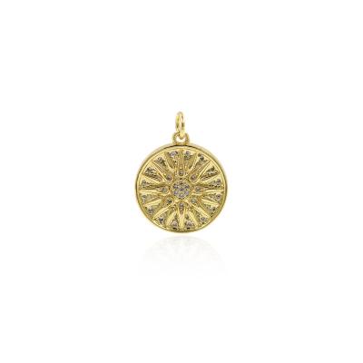 China Other Simple Gold Plated Disc Pendant Zircon Round Sun Sun Pendant Charm DIY Jewelry Supplies for sale