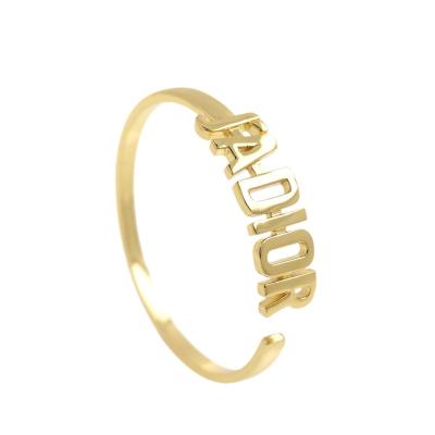 China Punk Gold Plated Personalized Open Letter Jewelry Word Bangle Bracelet Friendship Jewelry Adjustable for sale