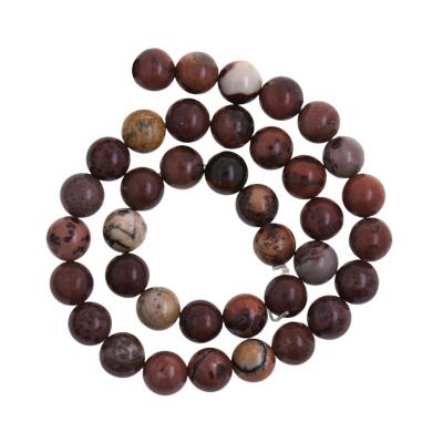 China Wholesale Natural Stone Beads Red Grass Flower Round Jasper Beads Red Gemstone Bead For Jewelry Making for sale