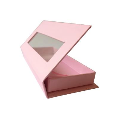 China Fashionable 3d Eyelash Boxes Rectangular Box Green Pink Silver Long Open Window Package Box for sale