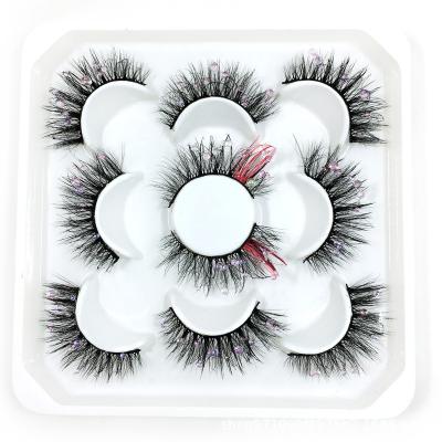 China 2022 New Natural Curl Style Mermaid 3D Mink Lashes 5 Tears Pairs False Lashes Natural Fluffy Soft Dramatic Cross Lashes Long for sale