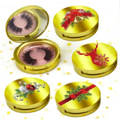 China Christmas Round Crisscross Box Packaging 6D Natural Mink Lashes Thin Eyelash Lash Multiple Options for sale