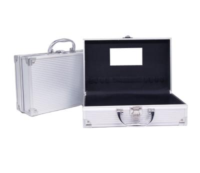 China ABS / Aluminum Cosmetic Case / Convenient Portable Silver Aluminum Tool Suitcase MDF RTS Metal Case For Eyelashes Kit for sale